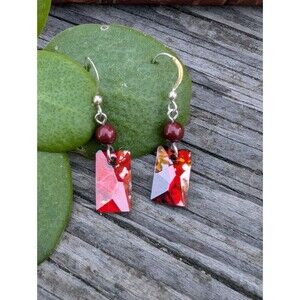 Vintage Red Jewel Dangle Earrings